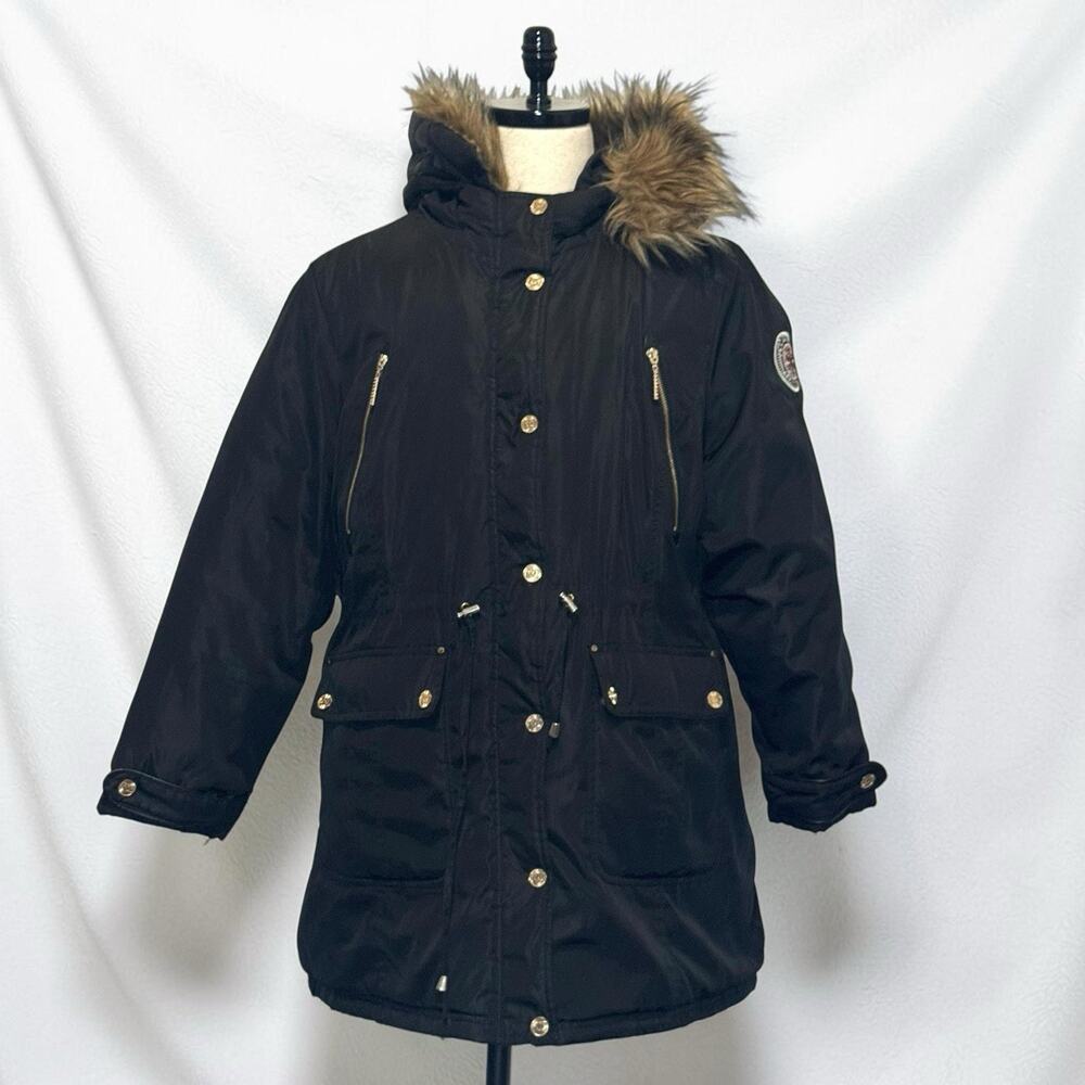 Rocawear Classic Womens Black Parka Jacket Faux Fur Hood Winter Coat Plus 1X